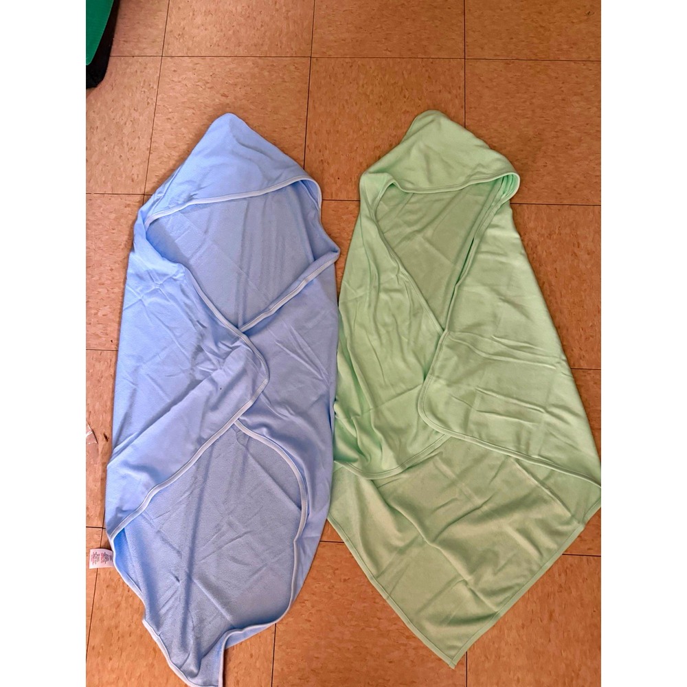 Synpos Unisex Baby Hooded Towel Set 2-Pack Blue & Green 30 x 30 in